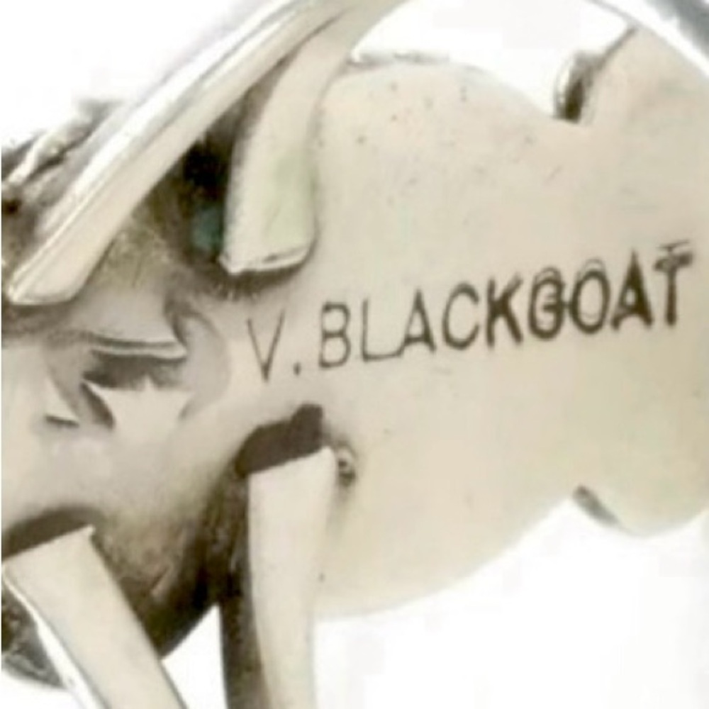 Signed - Verna Blackgoat Navajo. Old Pawn Sterling Silver Bisbee Turquoise Ring - Picture 7 of 10